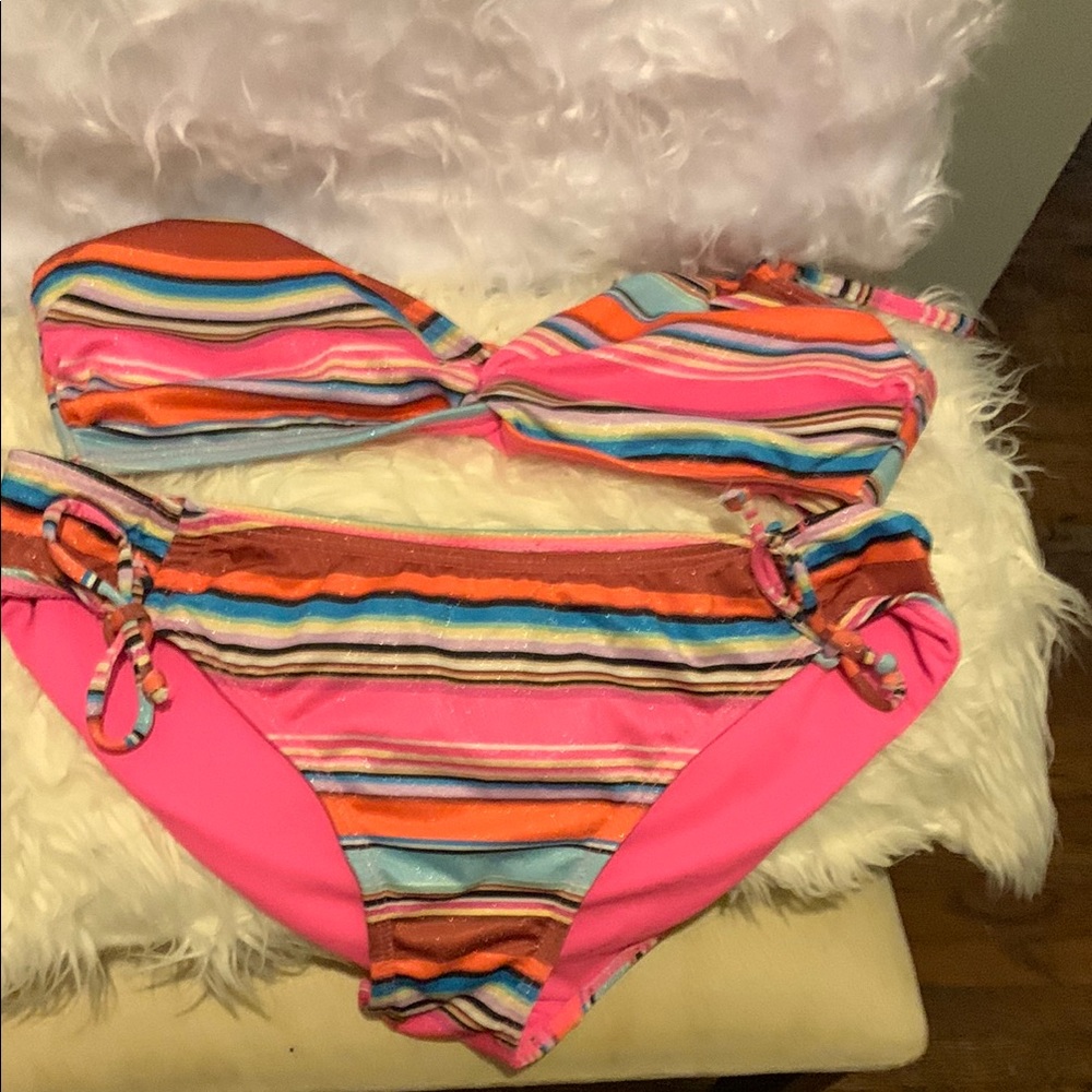 No Boundaries Colorful Striped Bikini